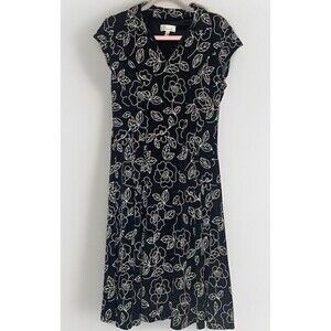 Signature by Robbie Bee Dress Size Medium Black White Floral Print Event Wedding